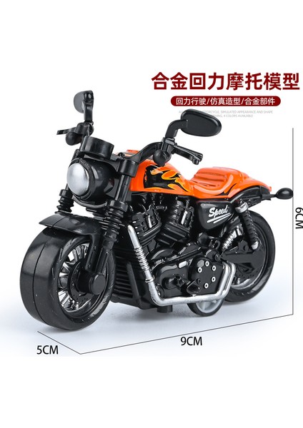 Çocuk Oyuncakları Erkek Bebek Simülasyon Harley Motosiklet Modeli Süsler Alaşım Geri Çekilebilir Oyuncak Araba Turuncu Yangın Ejderha (Yurt Dışından)