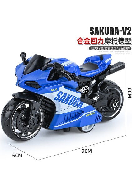 Çocuk Oyuncakları Erkek Bebek Simülasyon Harley Motosiklet Modeli Süsler Alaşım Geri Çekilebilir Oyuncak Araba Mavi Cady (Yurt Dışından)