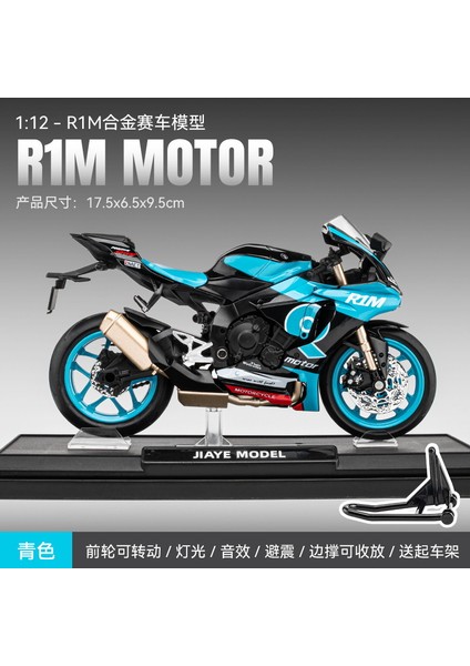 1:12 Kawasaki Motosiklet Modeli Ducati Alaşım Motosiklet Modeli Çocuk Pürüzsüz Çizgi ile Ses 1:12 Jiaye Yama R1M-KUTU-MAVI (Yurt Dışından)