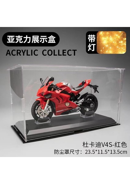 1/12 Kawasaki H2R Simülasyon Alaşım Ses ve Işık Motosiklet Ninja Modeli Çocuk Oyuncak Süsler Ducati V4S Kırmızı + Taban + Akrilik Kutu (Yurt Dışından)