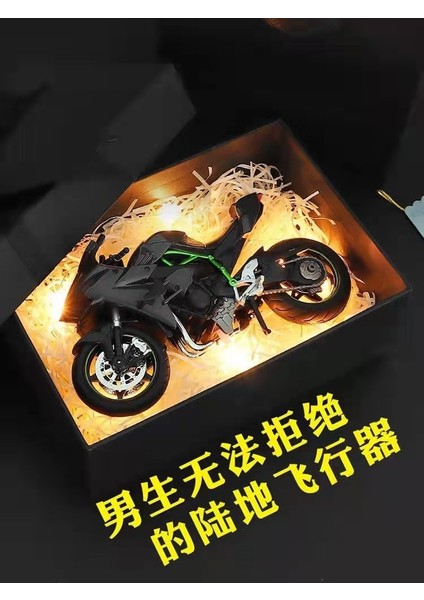 1/12 Kawasaki H2R Simülasyon Alaşım Ses ve Işık Motosiklet Ninja Modeli Çocuk Oyuncak Süsler Kawasaki Siyah Hediye Kutusu (Yurt Dışından)