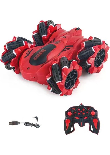 Çocuklar Için Dublör Spreyi Motosiklet Drift Dönüşü Yüksek Hızlı Yan Sıra USB Şarjı Off-Road Uzaktan Kumandalı Araba Dublör Araba - Kırmızı (Yurt Dışından)