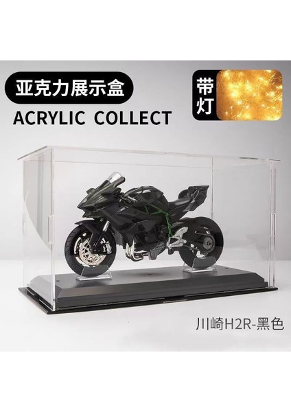 1/12 Kawasaki H2R Simülasyon Alaşım Ses ve Işık Motosiklet Ninja Modeli Çocuk Oyuncak Süsler Ducati V4S Siyah + Taban (Yurt Dışından)