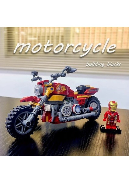 Iron Man Kaptan Amerika Minifigure Montajlı Motosiklet Modeli Çocuk Eğitici Uyumlu Yapı Taşları Oyuncak Hediye Bmw WATERBIRD-322 Parçacıklar (Yurt Dışından) modelleri