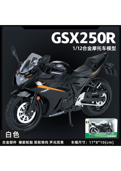 1/12 Kawasaki H2R Simülasyon Alaşım Motosiklet Modeli Çocuk Pürüzsüz Çizgi Oyuncak Motosiklet Modeli Suzuki GSX250 Siyah (Yurt Dışından)