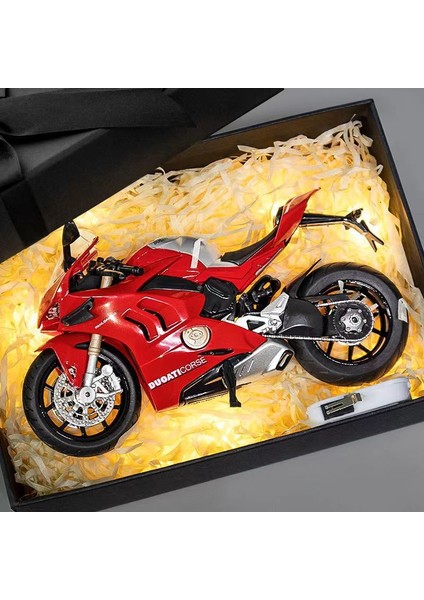 1/12 Kawasaki H2R Simülasyon Alaşım Ses ve Işık Motosiklet Ninja Modeli Çocuk Oyuncak Süsler Ducati V4S Kırmızı Hediye Kutusu (Yurt Dışından)