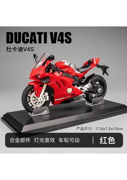 1:12 Ducati V4S Motosiklet Alaşım Araba Modeli Çocuk Oyuncak Hediye Simülasyon Araba Modeli Baz Süsleme Ducati V4S Kırmızı [renk Kutusu] + Taban (Yurt Dışından)