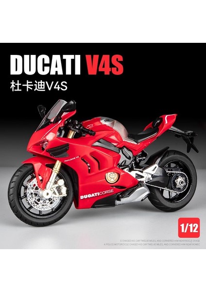 1:12 Ducati V4S Motosiklet Alaşım Araba Modeli Çocuk Oyuncak Hediye Simülasyon Araba Modeli Baz Süsleme Ducati V4S Kırmızı [renk Kutusu] + Taban (Yurt Dışından)