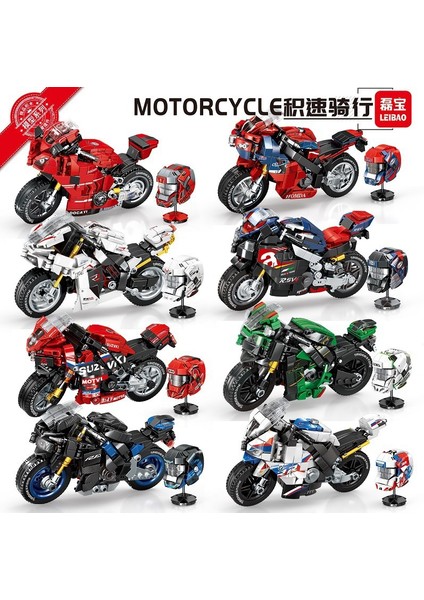 Motosiklet Yapı Taşları ile Uyumlu Kawasaki Motosiklet Modeli Çocuk Yaratıcı Montaj Oyuncakları Erkek 8102-JISU Sürme Gerektirmeyen Yapı Taşı Kask (Yurt Dışından) modelleri