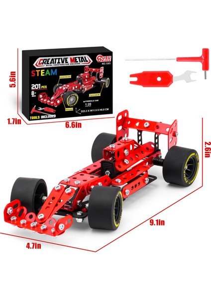Metal Askeri Uçak Yapı Taşı Seti Motosiklet Itfaiye Aracı Çocuk Eğitim Montaj Oyuncak Modeli F1 Denklem Arabası (201 Adet) (Yurt Dışından)
