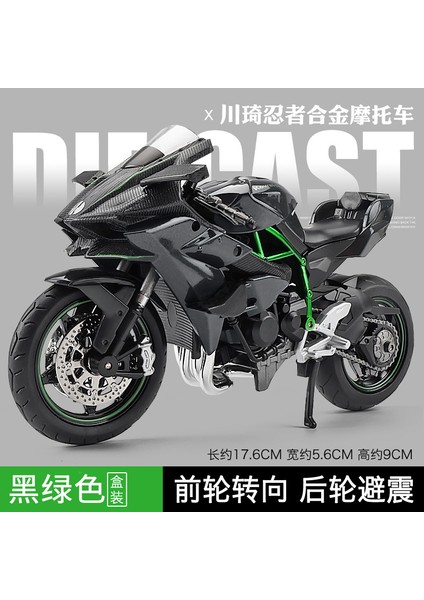 Simüle Motosiklet Modeli Süsler Moda Oyuncaklar Kör Kutu Alaşımlı Üst Düzey Çocuk Oyuncak Araba 1:12 Kawasaki H2R Siyah (Yurt Dışından)