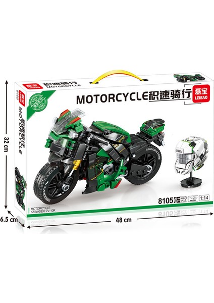 Leibao 8163 Teknolojili Motosiklet, Montajlı Yapı Taşı Oyuncak Mekanizmasıyla Uyumlu Motosiklet Modeli Boy 8105 Teknolojili MOTOSIKLET-440 Parçacıklar (Orta Kutu) (Yurt Dışından)