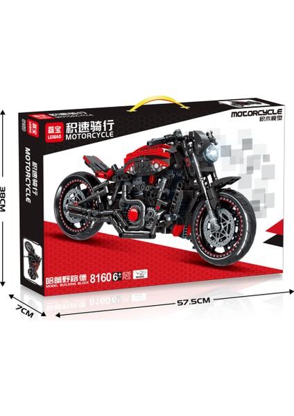 Leibao 8163 Teknolojili Motosiklet, Montajlı Yapı Taşı Oyuncak Mekanizmasıyla Uyumlu Motosiklet Modeli Boy 8105 Teknolojili MOTOSIKLET-440 Parçacıklar (Orta Kutu) (Yurt Dışından)