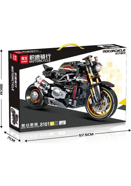 Leibao 8163 Teknolojili Motosiklet, Montajlı Yapı Taşı Oyuncak Mekanizmasıyla Uyumlu Motosiklet Modeli Boy 8105 Teknolojili MOTOSIKLET-440 Parçacıklar (Orta Kutu) (Yurt Dışından)