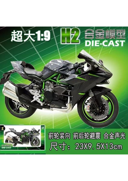 1/12 Kawasaki H2R Simülasyon Alaşım Motosiklet Modeli Çocuk Pürüzsüz Oyuncak Motosiklet Modeli Ses 1:9 Kawasaki H2 Yol Modeli (Yurt Dışından)