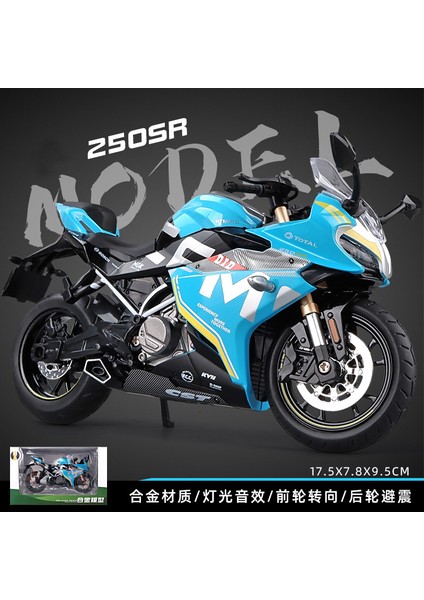 Simüle Motosiklet Modeli Süsler Moda Oyuncaklar Kör Kutu Alaşımlı Üst Seviye Çocuk Oyuncak Araba 1:12 Dongfeng 250SR Mavi (Yurt Dışından)