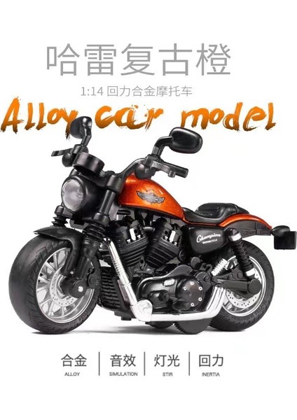 Çocuk Oyuncak Polis Arabası Modeli Simülasyon Motosiklet Alaşım Araba Modeli Çocuk Geri Çekin Oyuncak Araba Aydınlatma ve Ses Efekti Erkek Çocuklar [harley] Retro Turuncu 12*8*4 (Yurt Dışından)