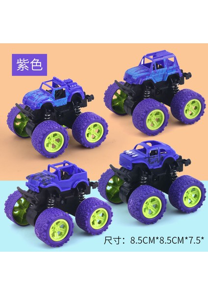Çocukların Ataletsel Dört Tekerlekten Çekişli Off-Road Aracı Dublör Rulo Motosiklet Modeli Düşmeyi Önleyen Oyuncak Araba [mor] (Yurt Dışından)
