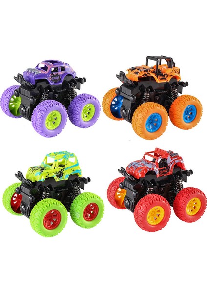 Çocukların Ataletsel Dört Tekerlekten Çekişli Off-Road Aracı Dublör Rulo Motosiklet Modeli Düşmeyi Önleyen Oyuncak Araba [mor] (Yurt Dışından)