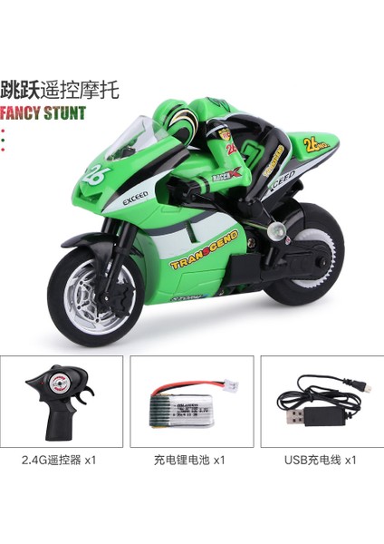 8012 Magic Power 2.4g Atlama Uzaktan Kumandalı Şarj Motosiklet Rc Tam Ölçekli Zarif Yarış Mini Yüksek Hızlı Yeşil Motosiklet (Yurt Dışından)