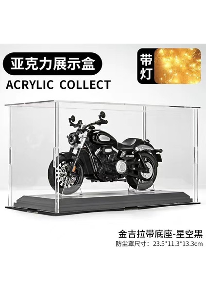 1/12 Kawasaki H2R Simülasyon Alaşım Motosiklet Modeli Çocuk Pürüzsüz Oyuncak Motosiklet Modeli Sesli, Jinjila 300 Siyah + Taban + Akrilik Ekran Kutusu (Yurt Dışından)