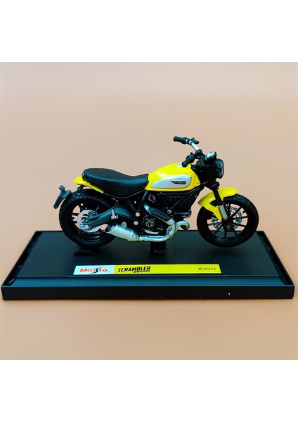 Meritor Ducati Kawasaki H2R Motosiklet R1 Modeli Simülasyon Alaşım Motosiklet Süsleri Koleksiyonu Ducati Scrambler-Sarı (Yurt Dışından)
