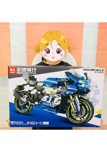 Yapı Taşlarıyla Uyumlu Çocuk Montajlı Motosiklet Modeli Erkek Çocuk Montaj Oyuncak 8162 Yaka Ahşap Gsx (823PCS) (Yurt Dışından)