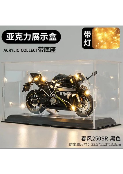 1/12 Kawasaki H2R Simülasyon Alaşım Ses ve Işık Motosiklet Ninja Modeli Çocuk Oyuncak Süsleme Bahar Esintisi 250 Siyah + Taban + Akrilik Kutu (Yurt Dışından)