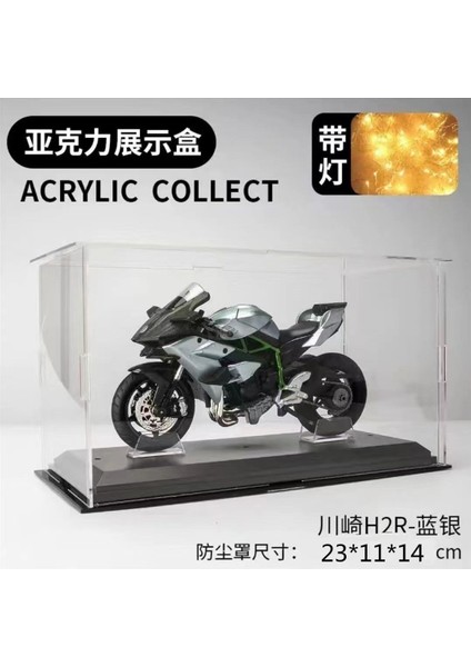 1/12 Kawasaki H2R Simülasyon Alaşım Ses ve Işık Motosiklet Ninja Modeli Çocuk Oyuncak Süsler Kawasaki Gümüş + Taban + Akrilik Kutu (Yurt Dışından)
