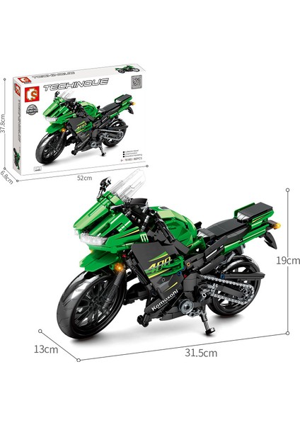Senbao Yapı Taşları Chunfeng 250SR Motosiklet Montajlı Yapı Taşı Modeli, Küçük Parçacıklı Erkek Çocuk Oyuncakları ile Uyumlu 701805 Kawasaki Ninja Motosiklet [862 Parçacık] (Yurt Dışından)