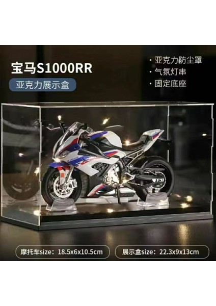 1/12 Kawasaki H2R Simülasyon Alaşım Ses ve Işık Motosiklet Ninja Modeli Çocuk Oyuncak Süsleri Bmw Mavi ve Beyaz + Taban + Akrilik Kutu (Yurt Dışından)