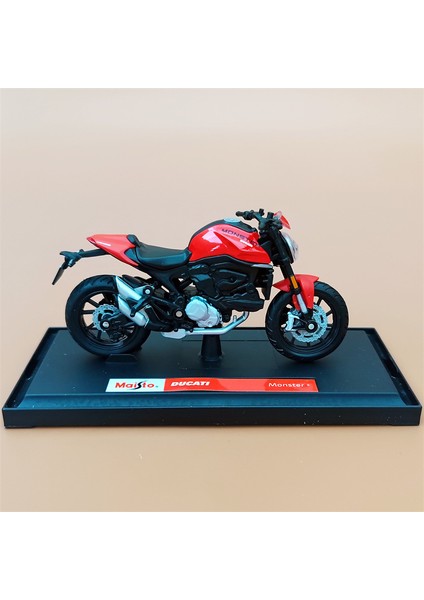 Meritor Ducati Kawasaki H2R Motosiklet R1 Modeli Simülasyon Alaşım Motosiklet Süsleri Koleksiyonu Ducati Monster+-Kırmızı (Yurt Dışından)