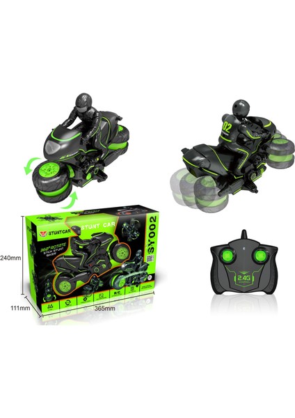 2.4g Yan Drift Dublör Motosiklet 360 Derece Dönen Çocuk Oyuncak Uzaktan Kumanda Araba SY002 Siyah Oda Turuncu (Yurt Dışından)
