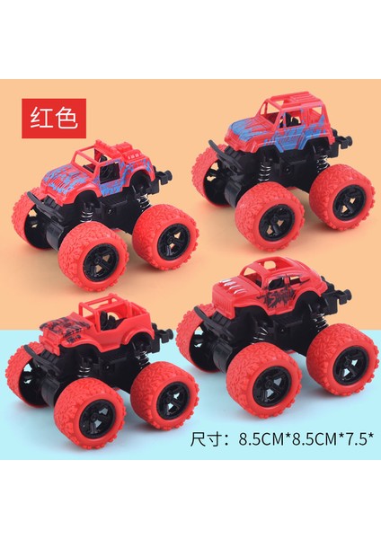 Çocukların Ataletsel Dört Tekerlekten Çekişli Off-Road Aracı Akrobasi Rulo Motosiklet Modeli Düşmeyi Önleyen Oyuncak Araba [kırmızı] (Yurt Dışından)