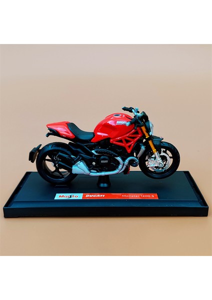 Meritor Ducati Kawasaki H2R Motosiklet R1 Modeli Simülasyon Alaşım Motosiklet Süsleri Koleksiyonu Ducati 1200 S-Kırmızı (Yurt Dışından)