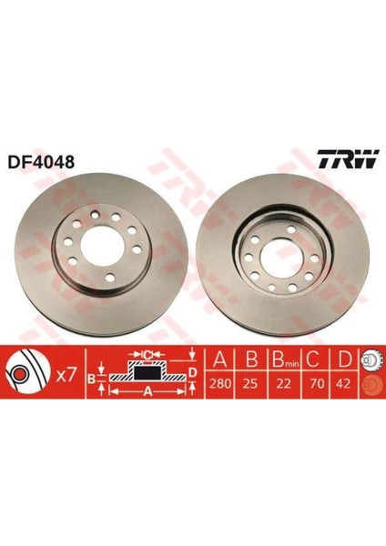 DF4048 Fren Diski Ön Astra G 98- Astra H 04- Corsa C 00- Combo 04- Zafira A 99- Zafira B 05- Mer