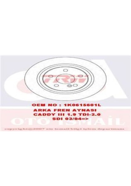 DF4271 Fren Dıskı Arka Golf V 03- Golf Vı 08- Golf V Jetta Iıı 05- Scırocco 08- Caddy Iıı 04- Touran 03- /