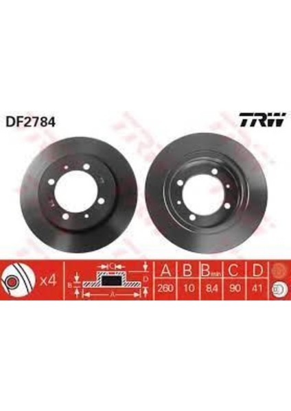 DF2784 Fren Dıskı Arka Carısma 95 Space Star 98 S40 95 V40 95 Düz 260MM Uyumlu