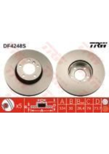 DF4248S Fren Dıskı Ön Bmw 5 E39 96- Uyumlu