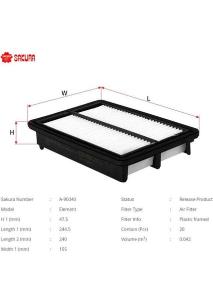 A90040 A90040 Hava Filtresi Crv 2.0 16V 13-