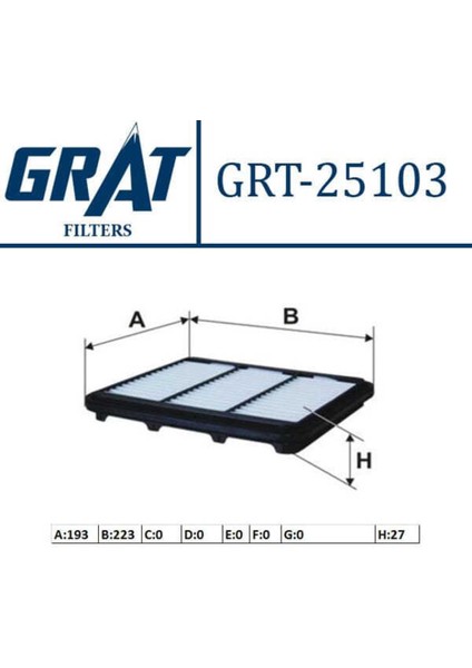 25103 25103 Hava Filtresi Matız 05- Spark 05-10 0.8 52HP Uyumlu