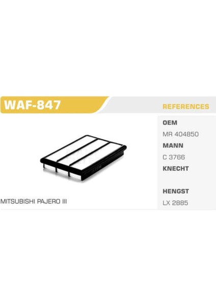 WAF-847 WAF-847 Hava Filtresi Pajero 07- 3.2 Dıd