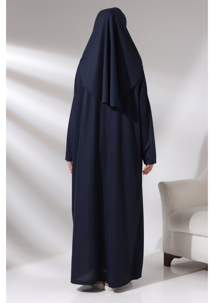 Lacivert Kadın Çantalı Pratik Başörtülü Tek Parça Namaz Elbisesi indirimleri