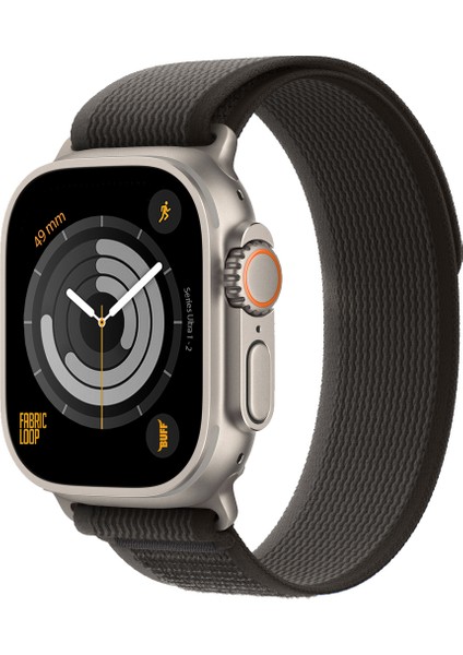 Apple Watch Fabric Loop Band 49MM Ultra Kayış Black-Orange