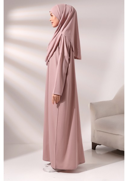 Gül Kurusu Kadın Çantalı Pratik Başörtülü Tek Parça Namaz Elbisesi fırsatları