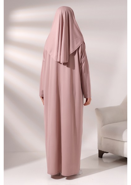 Gül Kurusu Kadın Çantalı Pratik Başörtülü Tek Parça Namaz Elbisesi indirimleri