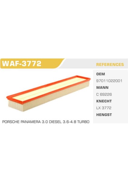 WAF-3772 WAF-3772 Hava Filtresi Panamera 11- 3.0d 3.6 4.8t
