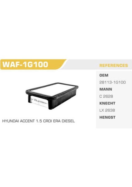 WAF-1G100 WAF-1G100 Hava Filtresi Accent Era 07-11 1.5 Crdı