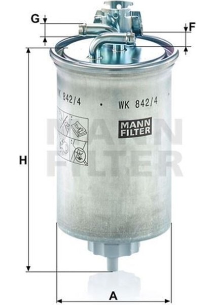 WK8424 Mazot Filtresi Polo Classıc Caddy Iı 96- Transporter T4 / Cordoba 1.9 Tdı 2.5 Tdı 2.4d