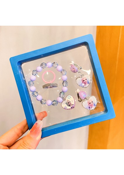 Buz ve Kar Stili Çocuk Bileklik, Küpe, Yüzük ve Takı Hediye Kutusu Seti (Yurt Dışından)